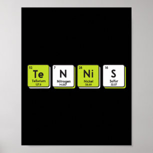 Tennis Periodic Bord Inslag Sport Funny Player Poster