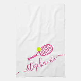 Tennis Personlig Rosa Script Namn Kökshandduk