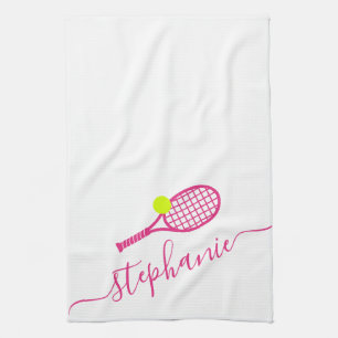 Tennis Personlig Rosa Script Namn Kökshandduk