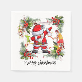 Tennis Player bakom Jultomten till jul Pappersservett