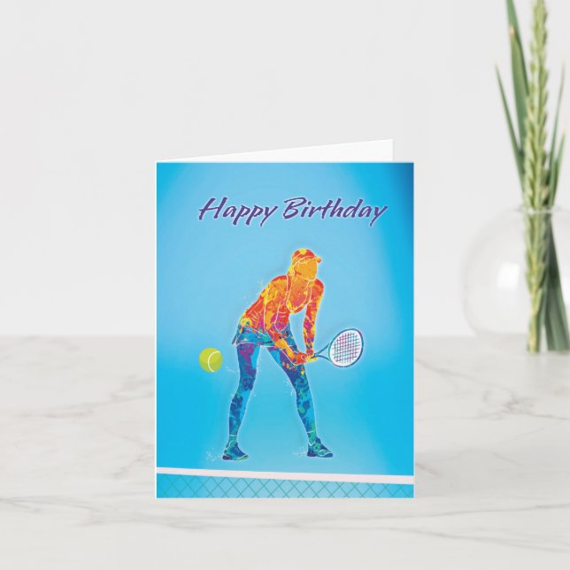 Tennis Player Birthday Card Kort (Framsida)