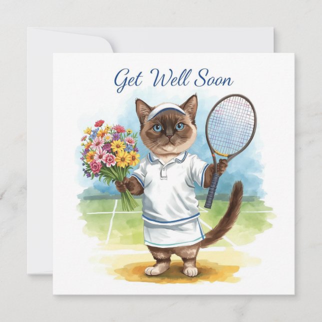 Tennis Player Bli snart med blommor i handen Kort (Framsida)