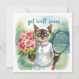 Tennis Player Bli snart med blommor i handen Kort