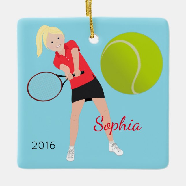 Tennis Player Blonde Keepsaké Ornament (Framsida)
