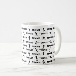 Tennis Player Coach Black Silhouettes Mönster Kaffemugg