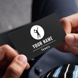Tennis Player Coach Black & White Simple Elegant Visitkort