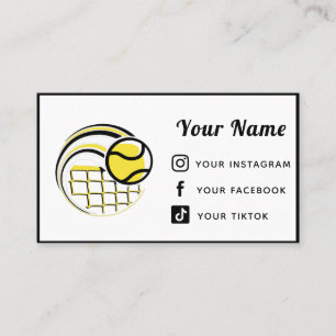 Tennis Player Coach Klubb Modern Social Media Spor Visitkort