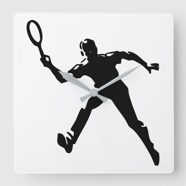 Tennis Player Fyrkantig Klocka (Framsida)