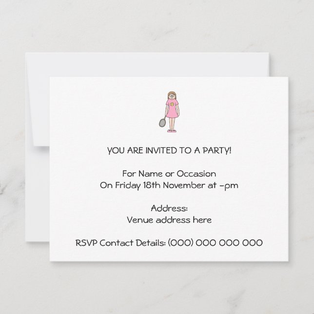 Tennis Player Girl. Inbjudningar (Framsida)