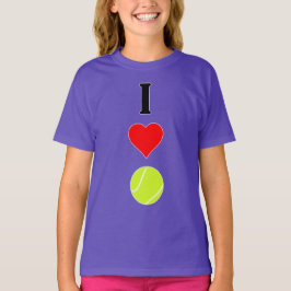 Tennis Player I Kärlek (Heart) Tennis Lodrät Sport T-shirt