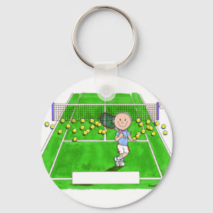 Tennis Player, Male - Personlig Tecknad Nyckelring