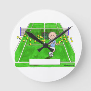 Tennis Player, Male - Personlig Tecknad Rund Klocka