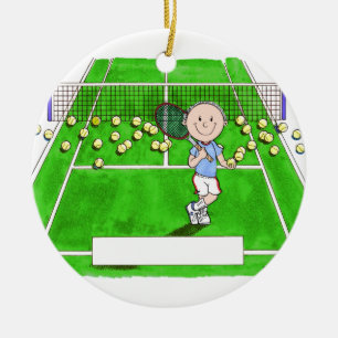 Tennis Player, manlig - Personlig Tecknad Julgransprydnad Keramik