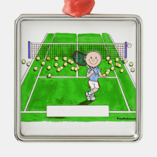 Tennis Player, manlig - Personlig Tecknad Julgransprydnad Metall