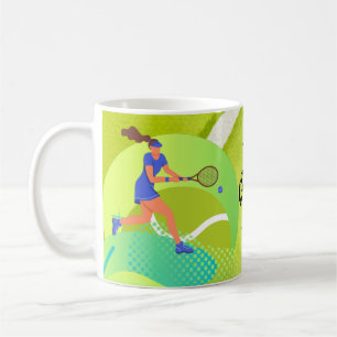 Tennis Player med racket och boll Birthday Kaffemugg