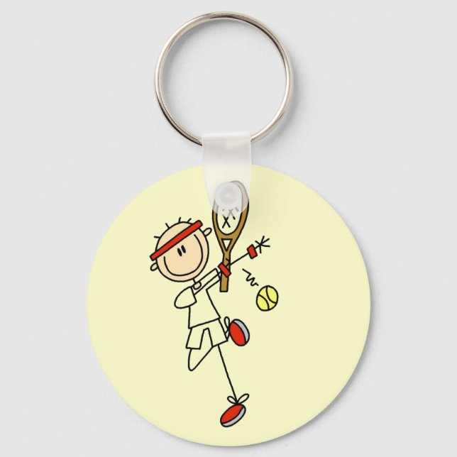 Tennis Player med Racquet Keychain Nyckelring (Framsida)