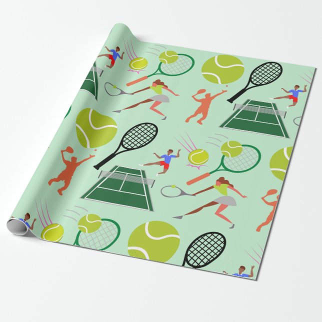 Tennis Player Mönster Presentpapper (Utrullad)