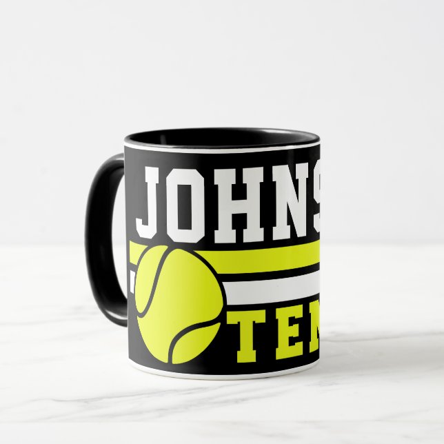 Tennis Player NAMN Boll Game Court Personlig Mugg (Framsida vänster)