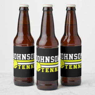 Tennis Player NAMN Boll Game Court Personlig Ölflaska Etikett