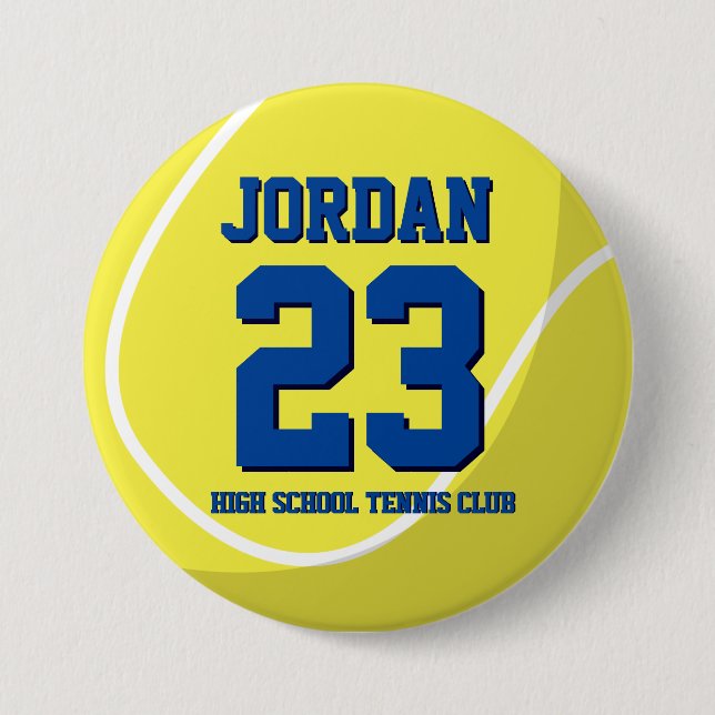 Tennis Player Number School Sports Team Button Knapp (Framsida)