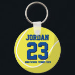 Tennis Player Number School Sports Team Nyckelring<br><div class="desc">En stift för perfekt för sportfantaster,  idrottsmän,  spelare,  tränare eller kapten i tennislaget. Du kan anpassa ordalydelsen så att den passar alla evenemang med det här idrottstemat,  oavsett om det är födelsedag,  mästerskap firande eller vinnande party.</div>