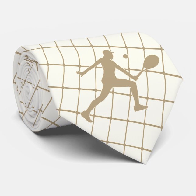 Tennis Player onTan Check Necktie Slips (Rullad)