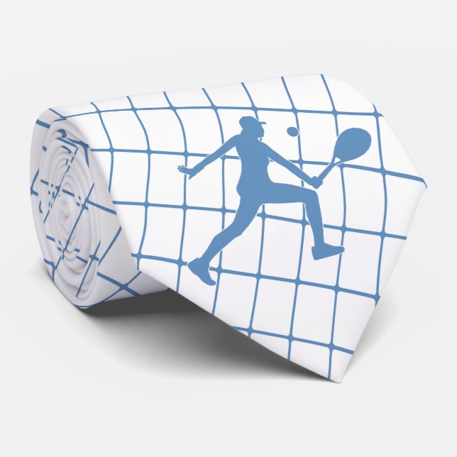 Tennis Player på Blue Check Necktie Slips (Rullad)