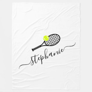 Tennis Player Personlig Monogram Mysigt Bed Fleecefilt