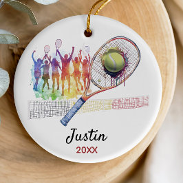 Tennis player racquet personlig julgransprydnad keramik