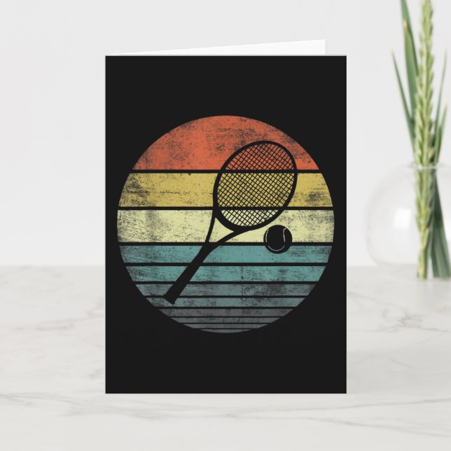 Tennis Player Retro Sunset Tennis Racquet & Boll Kort (Framsida)