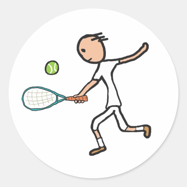 Tennis Player Runt Klistermärke (Framsida)