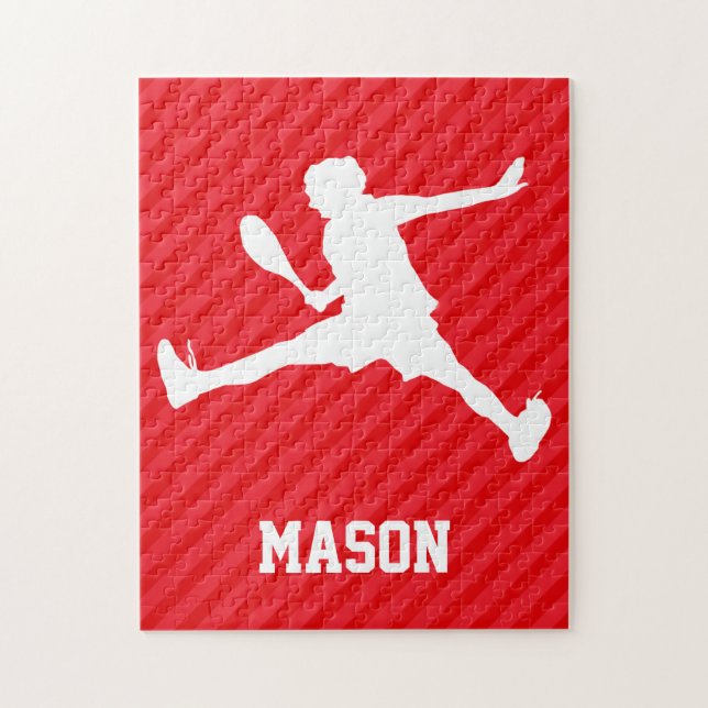 Tennis Player; Scarlet Red Rand Pussel (Vertikal)