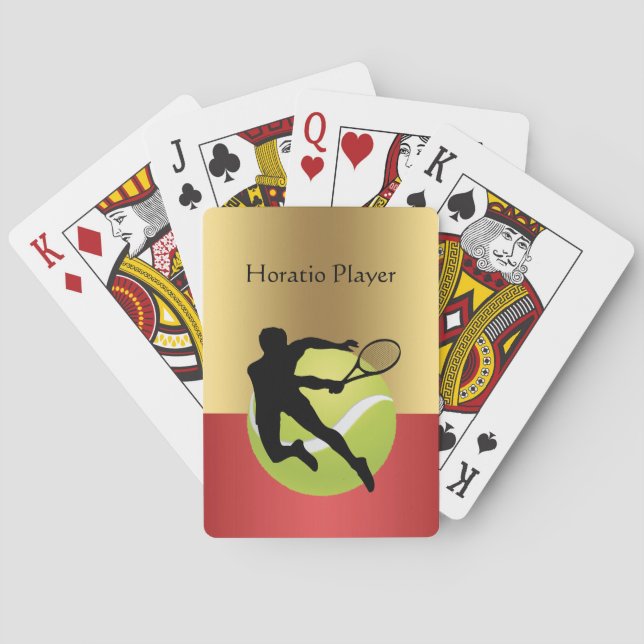 Tennis Player Silhouette2 and Ball Personalize Casinokort (Baksidan)