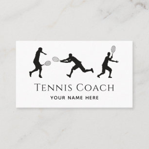 Tennis Player Silhouette Black White Social Media Visitkort