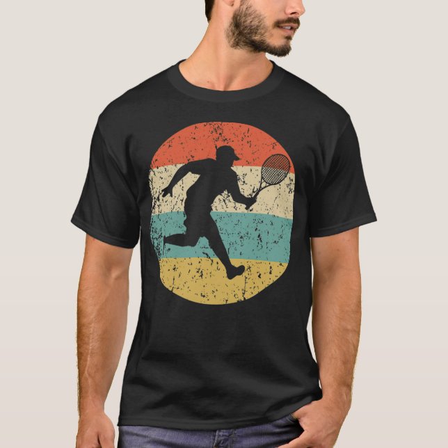 Tennis Player Silhouette Retro roligt lustig tenni T Shirt (Framsida)