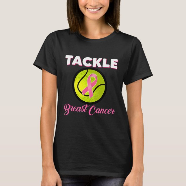 Tennis Players Rosa Ribbon Breast Cancer T Shirt (Framsida)