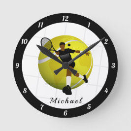 Tennis Player's Silhouette Illustration Sport Namn Rund Klocka
