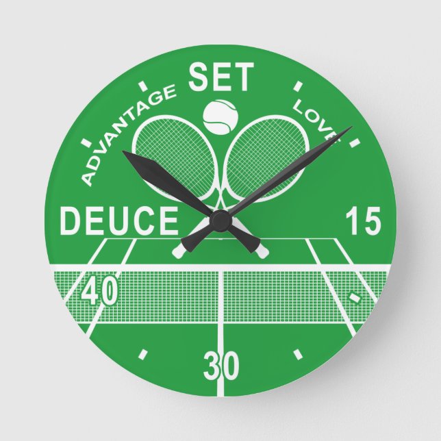 Tennis Players, Tennis Clock. Rund Klocka (Framsida)