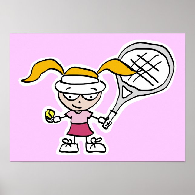 Tennis poster med tecknad för tennis-spelare (Framsidan)