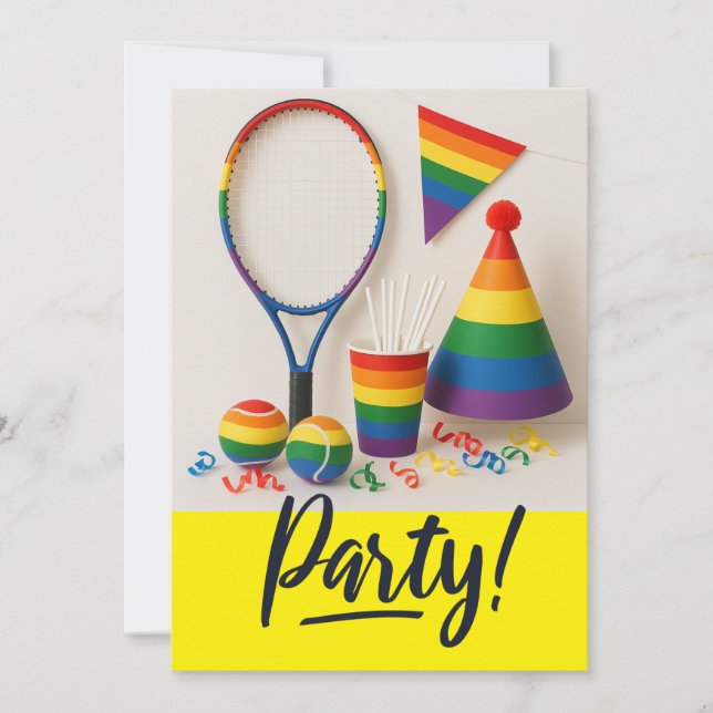 Tennis Pridet Månth Rainbow themed party Inbjudningar (Framsida)
