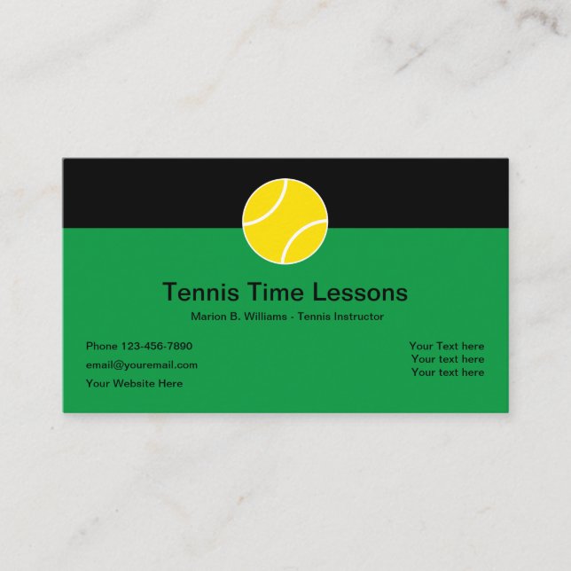 Tennis Professionell Lessons Visitkort (Framsida)
