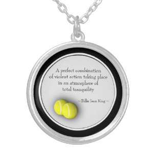 Tennis Quote Motivational Locket Silverpläterat Halsband