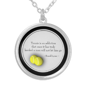Tennis Quote Motivational Locket Silverpläterat Halsband