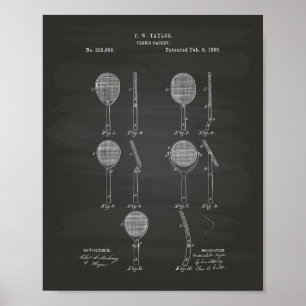 Tennis Racket 1886 Patent Art Chalkboard Poster