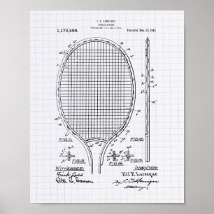 Tennis racket 1916 Patent Art - Lining Peper Poster