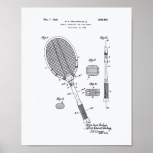 Tennis Racket 1925 Patent Art White Papper Poster