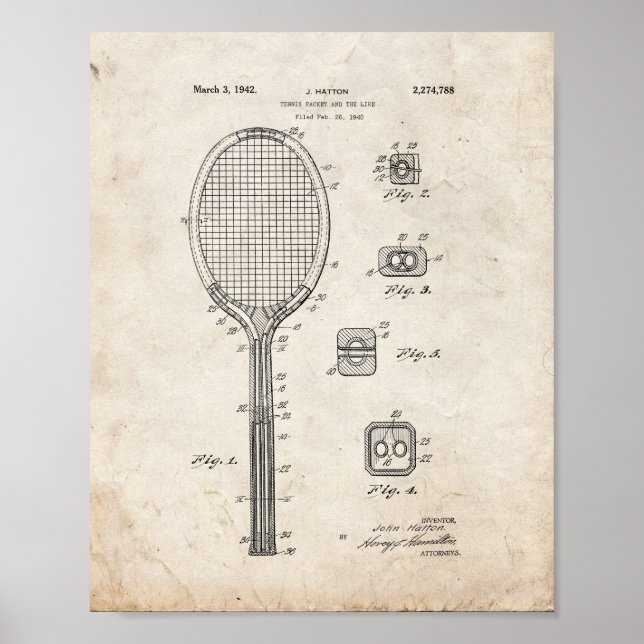 Tennis Racket and the like Patent - Old look Poster (Framsidan)