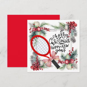 Tennis racket för jul och nyårspart julkort