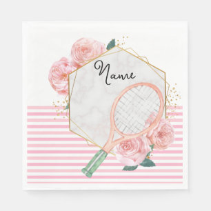 Tennis Racket med blomma till Woman Player Pappersservett