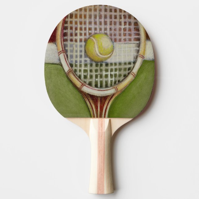 Tennis Racket med Boll Luting på Court (Framsidan)